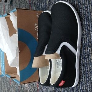 Kids Black Slip-On Canvas Shoes